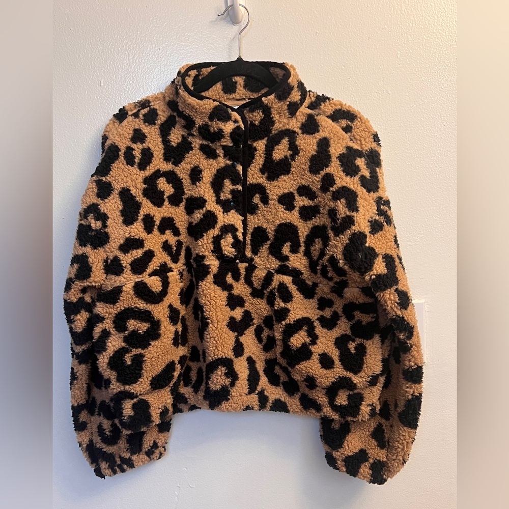 Cozy Leopard Print Kids Fleece Jacket